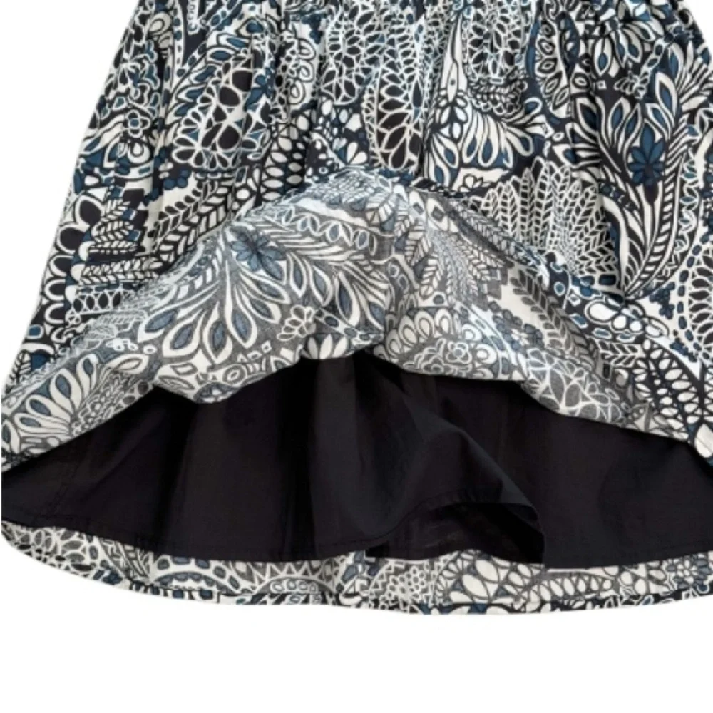 Tyler Böe Paisley Skirt Elastic Waist Lined Sz Medium 21” Black/Blue/White